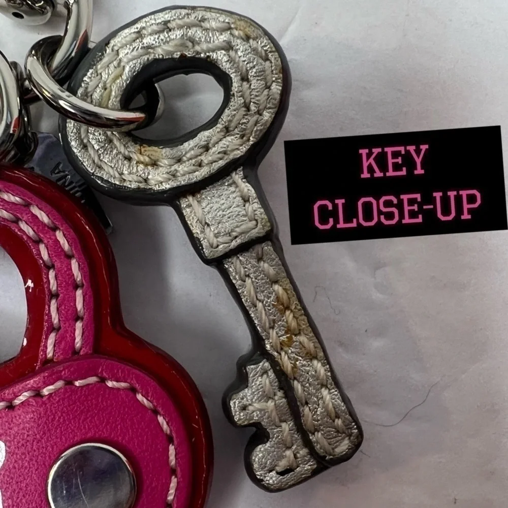 Coach Lock and Key Vintage Leather Keychain Key Charm